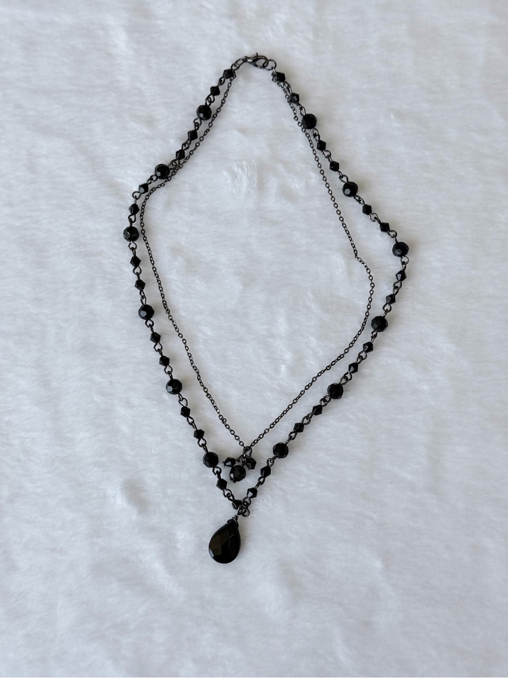 Black Multi-Strand Teardrop Pendant Necklace - Women Jewelry
